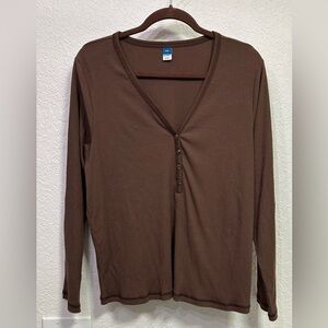 NWT Women’s Old Navy Brown Ribbed Long Sleeve Henley